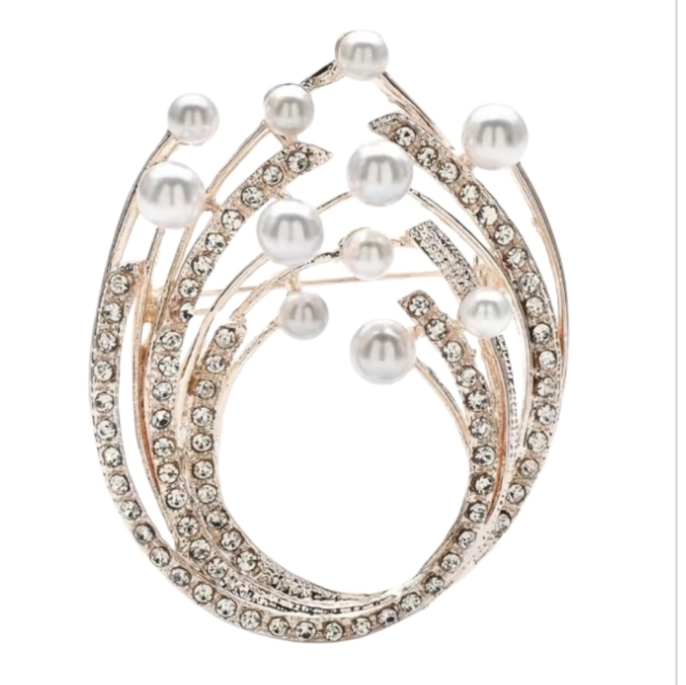 Anthropologie Sculptural Pearl Brooch Elegant Statement Dressy | NWOT